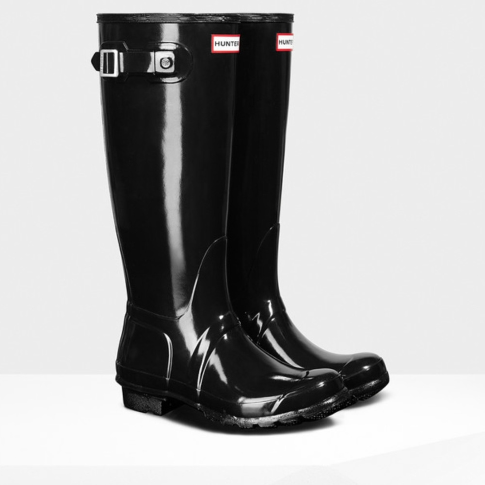 Tall Gloss Black Hunter Boots